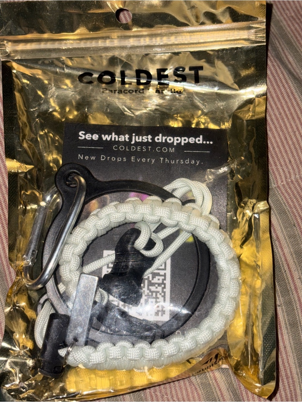 Coldest Limited Paracord White Braided Keychain Lanyard with Carabiner